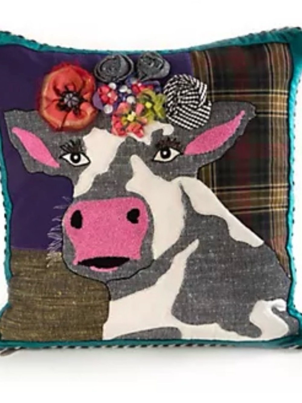 Mackenzie Childs UPSCALE SCULPTURED FRIDA COWLO Cow PILLOW Pre-Owned